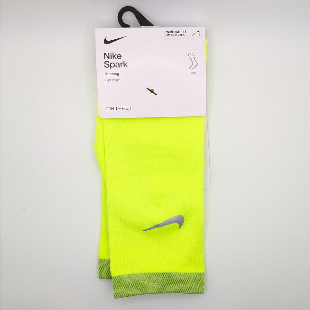Nike Spark Running Crew Socks - Vivid Yellow/Gray - W9.5-11 M8-9.5